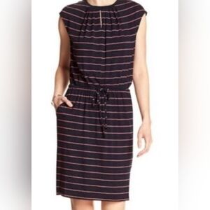 Banana Republic Striped Mini Blue/Pink  Dress with Tie Waist (A1)